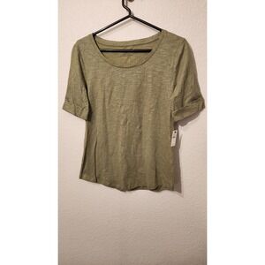 NWT Talbots Roll‎ Cuff Tee - Shimmer green women's small